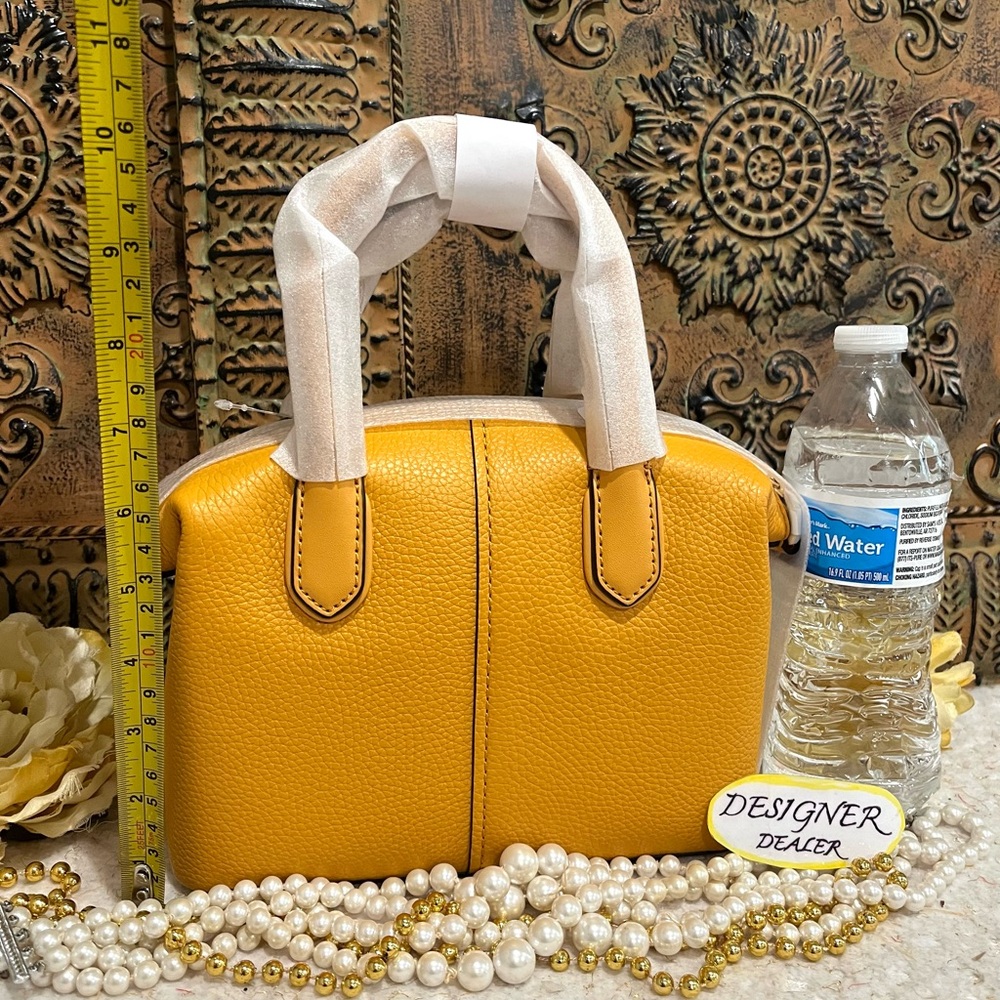 MICHAEL KORS Hyde Small Pebbled Leather Satchel Crossbody NWT Golden Rod - Picture 3 of 8